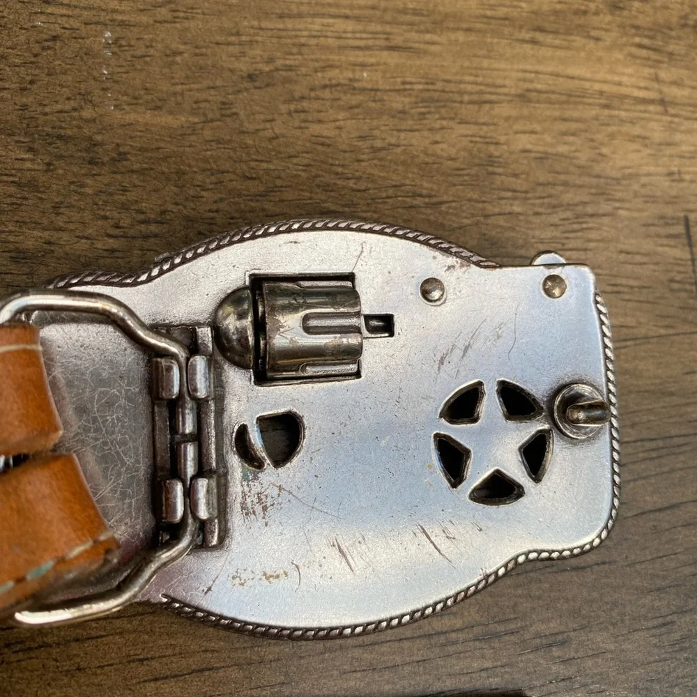 Justin Boots Brown Leather Belt with Silver Buckle